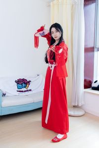 Chinese Model Rongrong No.2328: Elegant Hanfu in Radiant Red Traditional Attire-0