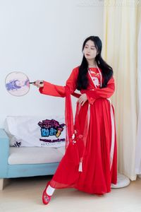 Chinese Model Rongrong No.2328: Elegant Hanfu in Radiant Red Traditional Attire-26