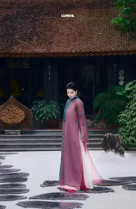 Graceful East Asian Beauty: Traditional Charm in a Lush Green Garden-12