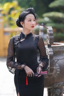 Elegant Girl in Black Dress | Classic Style Portrait HD-17