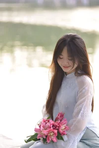 Elegant Traditional Ao Dai at Hoan Kiem Lake: A Timeless Fashion Journey Through the Heart of Hanoi, Vietnam-3