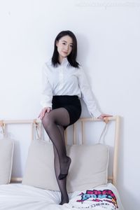Chinese Model Tian Tian No.2333: Elegant in White Shirt, Skirt, Long Boots & Sheer Black Stockings-23