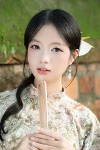 East Asian Traditional Beauty: Gentle Young Woman in Ao Dai with Elegant Wooden Fan-19