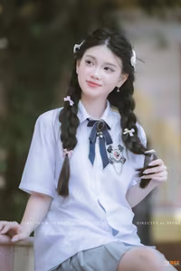 VGU No.38: Radiant Vietnamese Female Student in Uniform Capturing Youthful School Memories-4