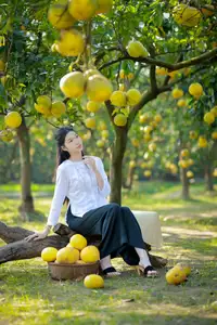 Gentle Girl in Pomelo Garden, Youthful Beauty Blending with Nature 17639840-12