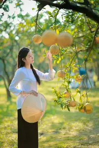 Gentle Girl in Pomelo Garden, Youthful Beauty Blending with Nature 17639840-3