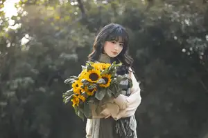 Youthful Beauty: A Gentle Girl Embracing Radiant Sunflowers-6
