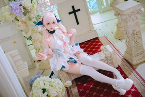 Pure Elegance: Coser RiNaiJiao as Koharu Shimoe in Blue Archive Wedding Dress (27P)-9
