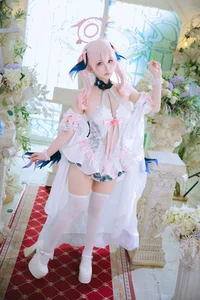 Pure Elegance: Coser RiNaiJiao as Koharu Shimoe in Blue Archive Wedding Dress (27P)-8