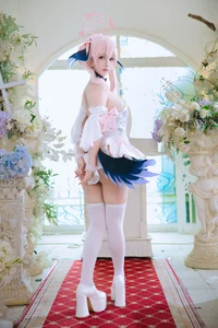 Pure Elegance: Coser RiNaiJiao as Koharu Shimoe in Blue Archive Wedding Dress (27P)-12