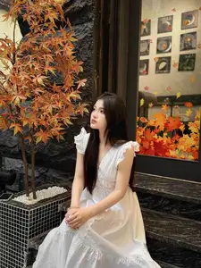 VGU No.169: Discovering Serene Autumn Charm with an Asian Beauty and Golden Chrysanthemums.-7