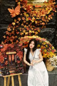 VGU No.169: Discovering Serene Autumn Charm with an Asian Beauty and Golden Chrysanthemums.-10