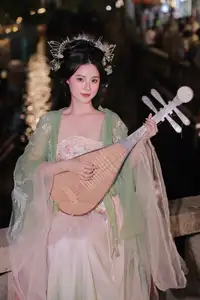 VGU No.175: Ethereal Asian Beauty In Traditional Attire Amidst A Dazzling Nightscape Of Lights-2