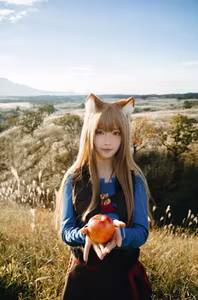 Coser Ely_eee: Holo's Radiant "Soft Glow" Cosplay Amidst Warm Grass-16