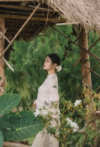 XVG No.29: Graceful Ao Dai - Unveiling the Serene Beauty of a Vietnamese Woman with Golden Blooms.-13