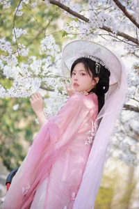 Aesthetic Pink Cherry Blossom Portraits: Art Language Vol.9138 Featuring Model A Ji Yuan Zi – Stunning Spring Photography Collection-12