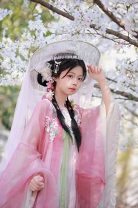 Aesthetic Pink Cherry Blossom Portraits: Art Language Vol.9138 Featuring Model A Ji Yuan Zi – Stunning Spring Photography Collection-5