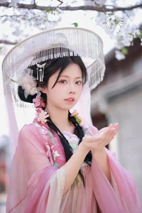 Aesthetic Pink Cherry Blossom Portraits: Art Language Vol.9138 Featuring Model A Ji Yuan Zi – Stunning Spring Photography Collection-11