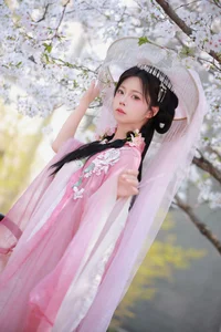 Aesthetic Pink Cherry Blossom Portraits: Art Language Vol.9138 Featuring Model A Ji Yuan Zi – Stunning Spring Photography Collection-1