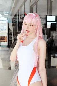 Dreamy Sky Vibes with Coser Peach Milky as Zero Two-9