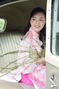 XVG No.49: Elegant Pink Ao Dai Muse Shines with Graceful Vietnamese Beauty in a Classic Setting-2