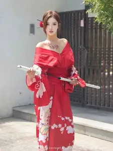 Jin Yun Xi Yuki: Enchanting Beauty in a Fiery Red Kimono, Captivating Every Gaze - XiuRen No.10683-7