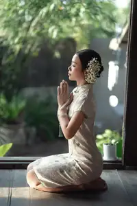 Timeless Grace: Vietnamese Woman in Modernized Ao Dai by a Serene Lotus Pond-13