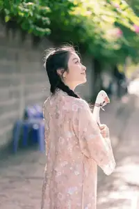 Gentle Smile in Sunlight: Girl, Goose, and a Peaceful Moment-0