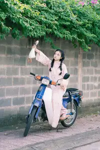 Gentle Smile in Sunlight: Girl, Goose, and a Peaceful Moment-4