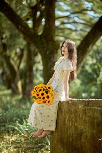 Charming Beauty with Sunflowers in a Natural Landscape-18