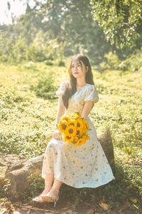 Charming Beauty with Sunflowers in a Natural Landscape-23