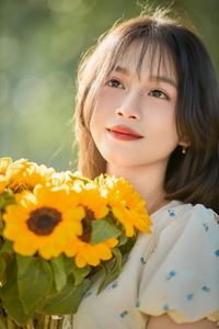 Charming Beauty with Sunflowers in a Natural Landscape-9