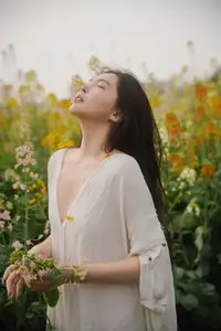 YiTuYu Vol.8614 Yi Yi: Enchanting Beauty Amidst Blooming Flowers - A Dreamy Vision-13