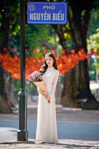 VGU No.103: Graceful Vietnamese Girl in Ao Dai Amidst Autumn Flowers-8