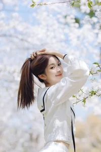 Spring Muse: Pure Elegance in JK Uniform Amidst Blossoms-23