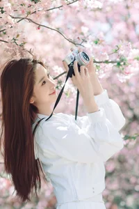 Spring Muse: Pure Elegance in JK Uniform Amidst Blossoms-35