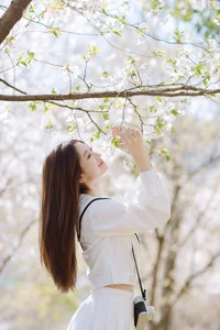 Spring Muse: Pure Elegance in JK Uniform Amidst Blossoms-25