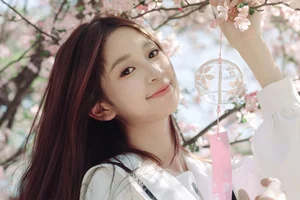 Spring Muse: Pure Elegance in JK Uniform Amidst Blossoms-3
