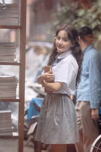 VGU No.142: Captivating Female Student in Uniform Captures Youthful Serenity-6