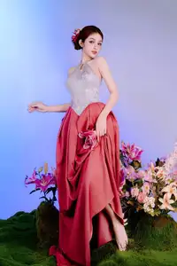 Elegant Beauty: Graceful Vietnamese Young Woman in Modern Attire with Lilies-1