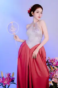 Elegant Beauty: Graceful Vietnamese Young Woman in Modern Attire with Lilies-13