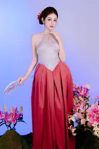 Elegant Beauty: Graceful Vietnamese Young Woman in Modern Attire with Lilies-16