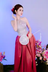 Elegant Beauty: Graceful Vietnamese Young Woman in Modern Attire with Lilies-21