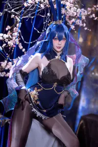 Coser Hoshilily as Azur Lane New Jersey: Enchanting Bunny Garden Beauty!-5