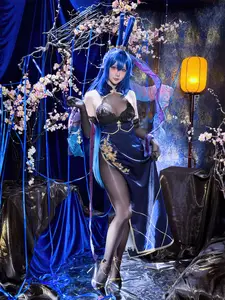 Coser Hoshilily as Azur Lane New Jersey: Enchanting Bunny Garden Beauty!-10