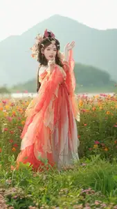 Ethereal Beauty: Xiao Shang Guan in Traditional Attire Amidst Gesang Flowers - YiTuYu Vol.8642-2