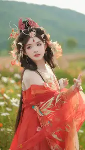 Ethereal Beauty: Xiao Shang Guan in Traditional Attire Amidst Gesang Flowers - YiTuYu Vol.8642-6