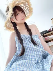 NAGISA: Charming Summer Vibes with Straw Hat & Gingham Dress - Part03 Exclusive-4