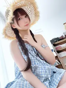 NAGISA: Charming Summer Vibes with Straw Hat & Gingham Dress - Part03 Exclusive-0