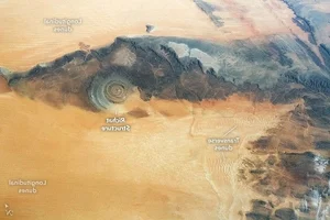 Discover the Eye of the Sahara: The Mysterious Richat Structure, a Breathtaking Geological Wonder Hidden Deep Within the Mauritanian Desert Sands-0